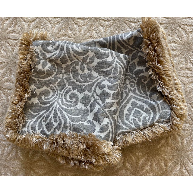 Beautiful pair of authentic Ethan Allen decorative accent pillows featuring an elegant woven damask pattern in...