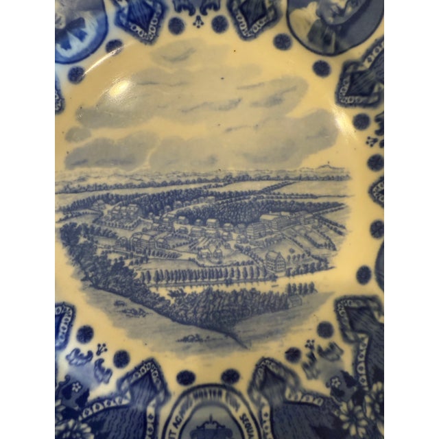 Vintage Lamberton Scammell Moravian Blue Transferware Historical Commemorative Plates For Sale - Image 4 of 11