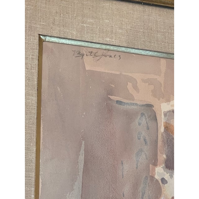 1970s Impressionist Original Watercolor Savannah Art Myrtle Jones Slouching Girl Gilded Frame For Sale - Image 4 of 14