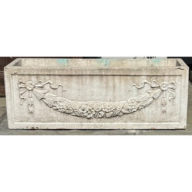 American Cast Stone Rectangular Garden Planter, Classical Style For Sale - Image 3 of 8