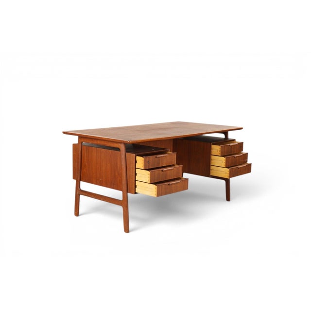 Mid-Century Modern Mid 20th Century Attributed to Gunni Omann Model 75 Writing Desk in Teak For Sale - Image 3 of 6