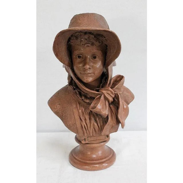 A. Blanc, Terracotta Bust of Woman, 1900s For Sale - Image 4 of 18