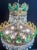 Vintage Brass Green Crystal Chandelier Basket Ceiling For Sale - Image 14 of 14