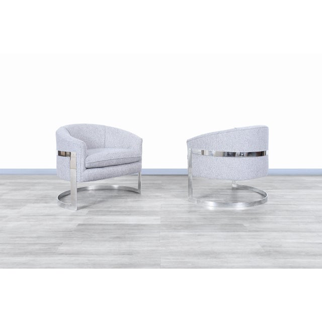Mid-Century Modern Chrome "Barrel" Lounge Chairs Attributed to Milo Baughman For Sale In Los Angeles - Image 6 of 12