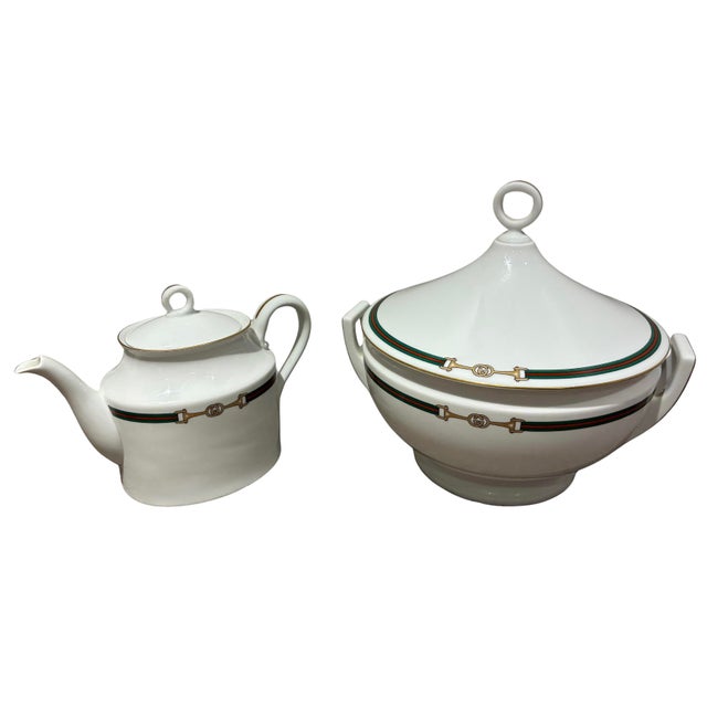 Rare Vintage Italian Gucci by Richard Ginori Porcelain Dinnerware & Serving Set - 62 pcs For Sale - Image 9 of 12
