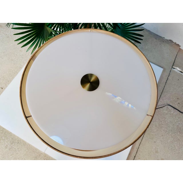 Beige Table Lamp with Brass Base and Silk Shade by Swiss Lamps International, Zurich, 1970s For Sale - Image 8 of 14
