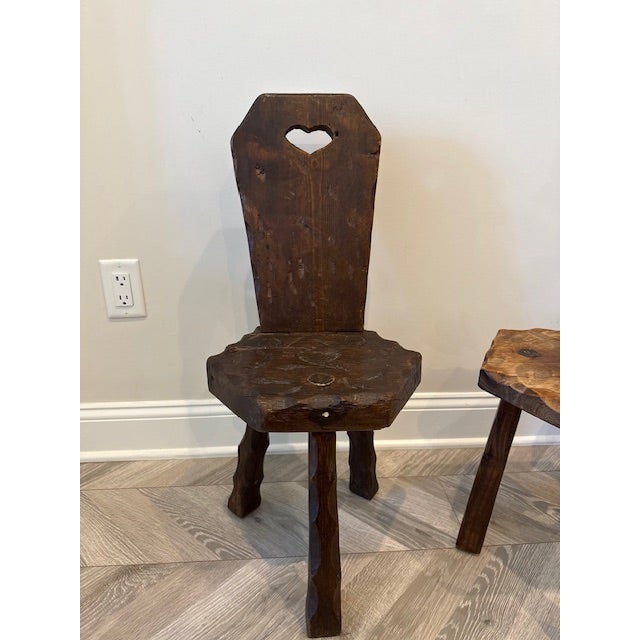 Set of 20th Century Chairs and Stool Table From the Alps For Sale - Image 10 of 11