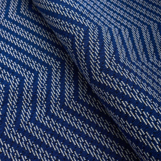 Schumacher Sample - Schumacher x Stephanie Seal Brown Sparre Epingle Fabric in Cobalt For Sale - Image 4 of 4