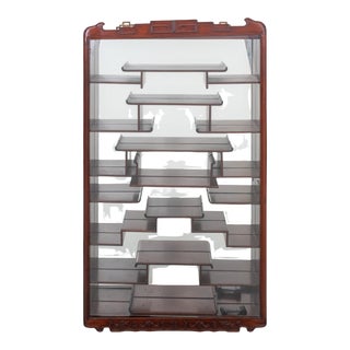 Large Wall Mounted Mahogany Chinese Vitrine For Sale