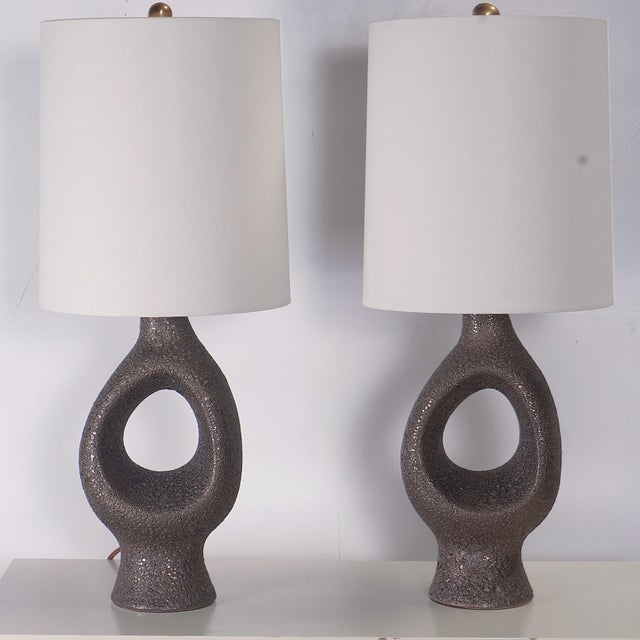 Mid-Century Modern Aerin Capra Medium Table Lamps Chalk Burnt Gold, Pair Of For Sale - Image 3 of 10