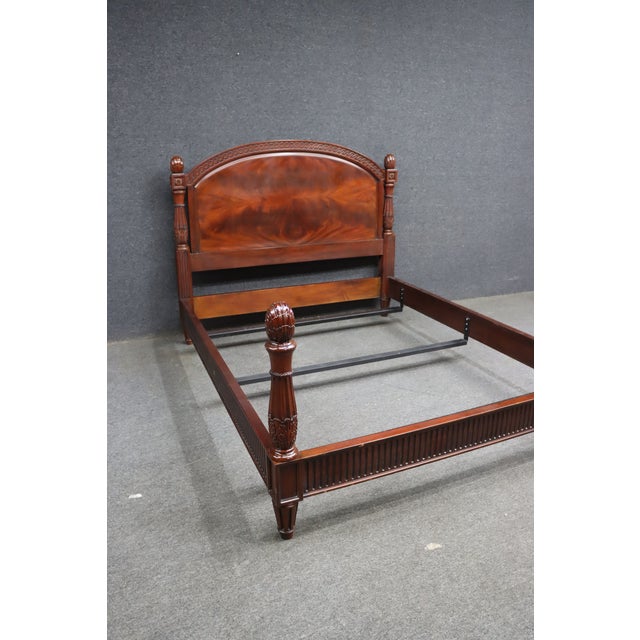 Late 20th Century Henkel Harris Genuine Mahogany Queen Size Bed Frame For Sale - Image 5 of 14