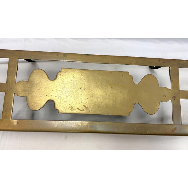 Mid 20th Century Large Antique Brass Fireplace Fender/ Surround/ Shelf For Sale - Image 5 of 13