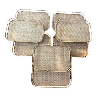 1970s Vintage Bamboo Serving Trays - a Set of 8 For Sale