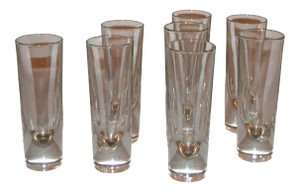Set of 8 Carlo Moretti Modern Heavy Blown Glass Drinking Glasses Glassware Italy