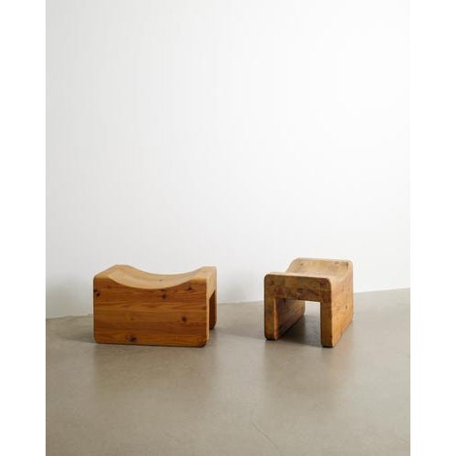 1970s Vintage Swedish Sculptural Pine Stools or Tabourets, 1970s, Set of 2 For Sale - Image 5 of 5