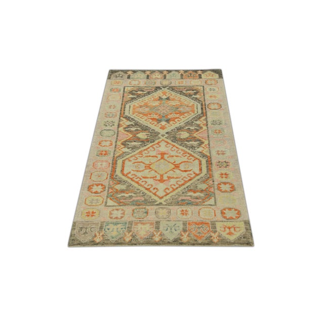 Early 21st Century Modern Turkish Oushak Rug Oriental Handmade 3'1" X 6'6" For Sale - Image 5 of 5
