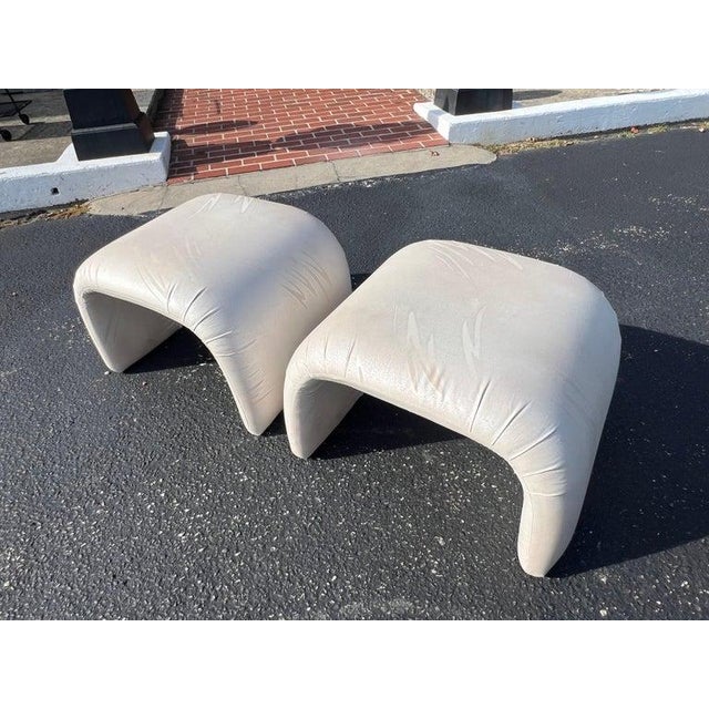 Pair of Post Modern Waterfall Ottomans For Sale - Image 12 of 18