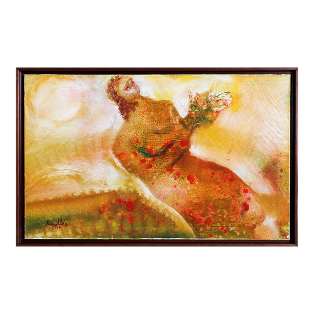 Woman with Flowers, Juan Garcia Ripolles, Painting For Sale