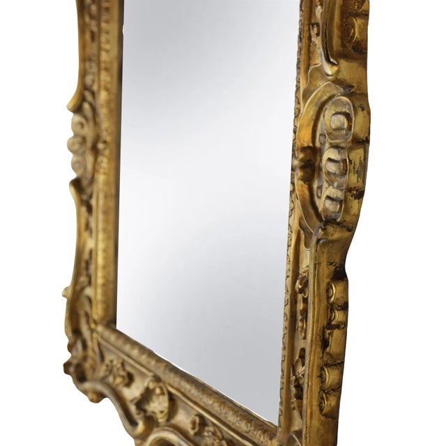 Regency-Style Rectangular Hand-Carved Giltwood Mirror For Sale - Image 4 of 10
