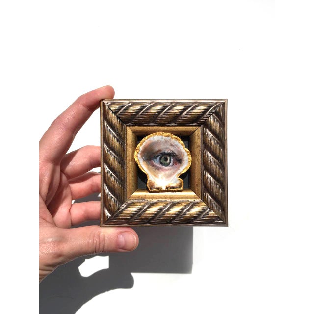 Original Painting on Shell Framed Lover's Eye Victorian Style Wall Decor by Artist Valeriya Serova For Sale - Image 6 of 9