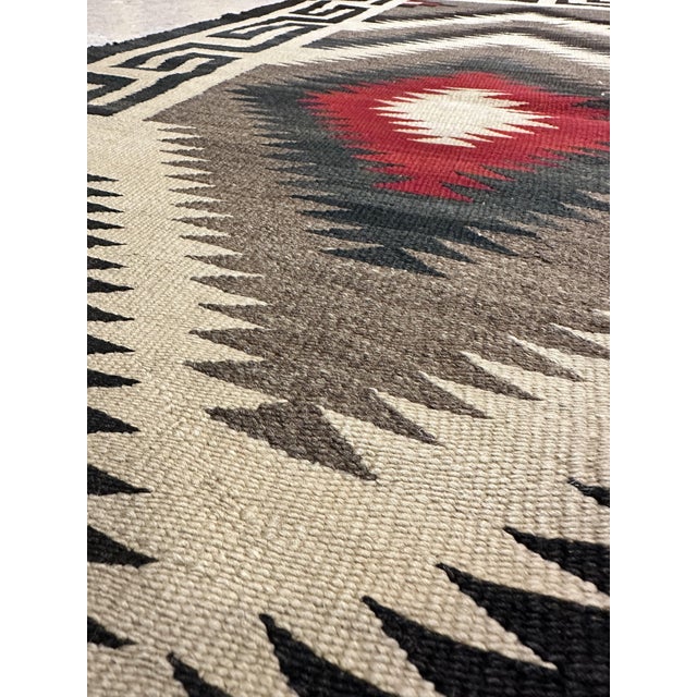 Early 20th Century Vintage Navajo Carpet, Oriental Rug, Handmade Wool Rug, Red, Black, Ivory, Bold For Sale - Image 5 of 17