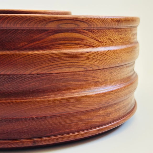 Brown Large Mid Century Wood Chip and Dip Serving Bowl For Sale - Image 8 of 10