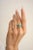 Natural Three Stone Emerald Halo Diamond Wedding Ring Size 7 in 14k White Gold For Sale In New York - Image 6 of 13