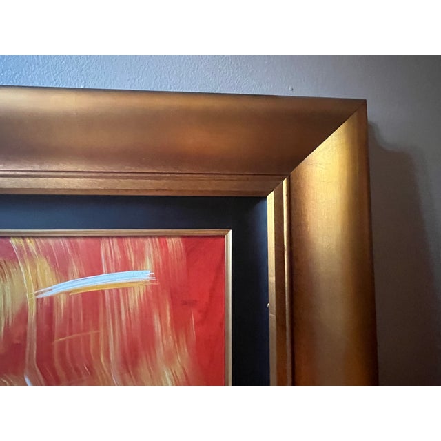 Blue Contemporary Mixed Media Painting on Canvas Muhammad Ali Usa Gold by Patrick Guyton For Sale - Image 8 of 12