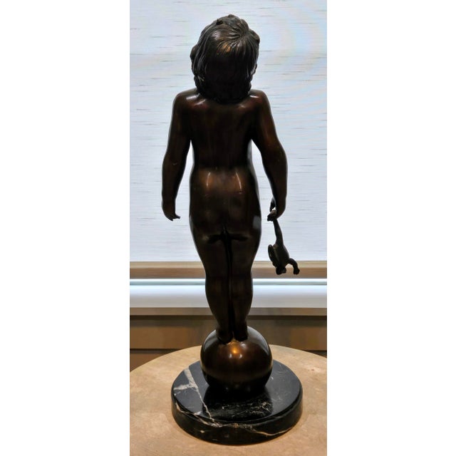 Bronze Vintage “Frog Baby” Bronze Sculpture Reproduction on Black Marble Base – Styled After Edith Barretto Parsons For Sale - Image 8 of 13