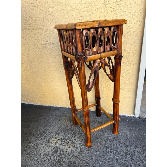 Vintage Bamboo Small Side Table For Sale - Image 4 of 5