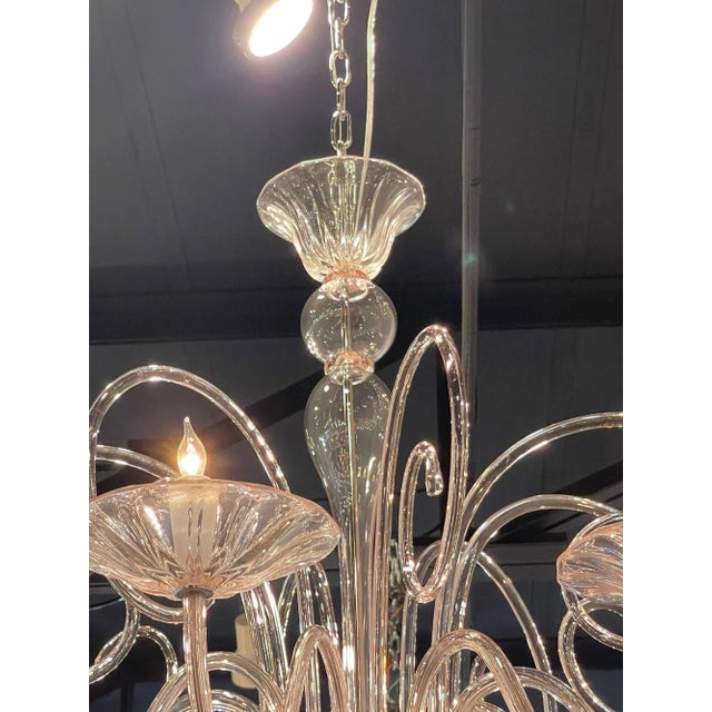 Glass Modern Pink Murano Glass Chandelier With 8 Lights For Sale - Image 7 of 11