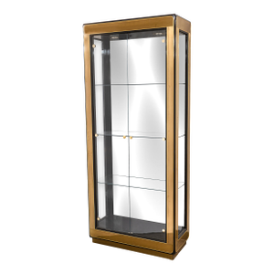 Vintage Mastercraft Brass and Glass Light Up Mirrored Etagere Shelving Unit