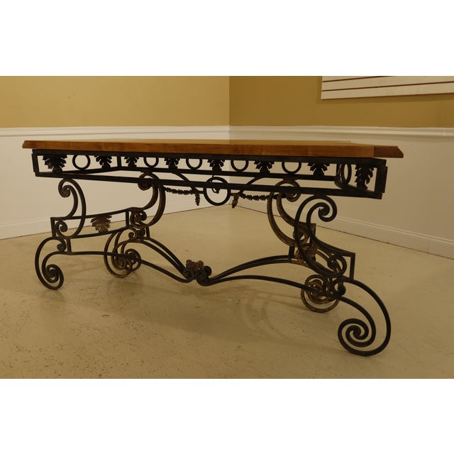 Wrought Iron Base Console Table with Maple Top Chairish