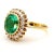 Contemporary Gia Certified 4.3 Carat Colombian Emerald 18k Gold Button Sunburst Ring, Size 7.5 For Sale - Image 3 of 13