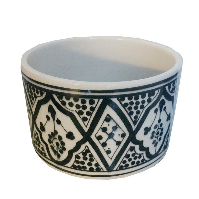 Modern Round Black Porcelain Planter For Sale - Image 4 of 4