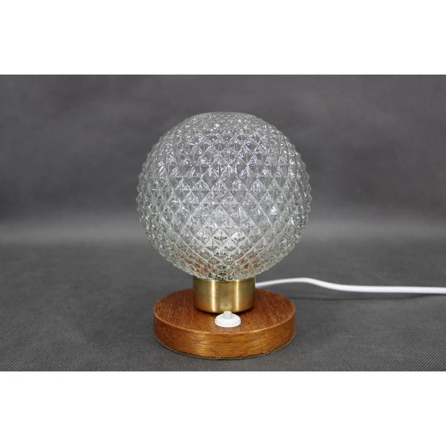 1970s Mid-Century Modern Glass and Wood Table Lamps, Czechoslovakia, 1970s, Set of 2 For Sale - Image 5 of 10