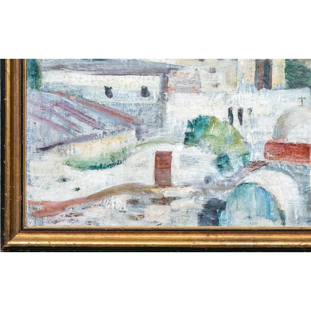 Wood 1935 Gordon McCouch Mediterranean Modernist Landscape Oil on Burlap For Sale - Image 7 of 18