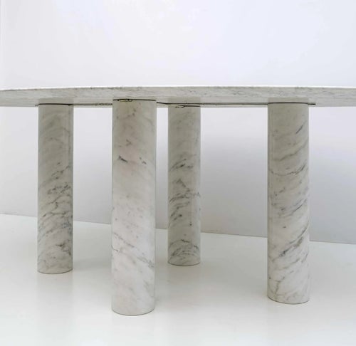 Oval Carrara Marble Dining Table by Mario Bellini for Cassina, 1970s