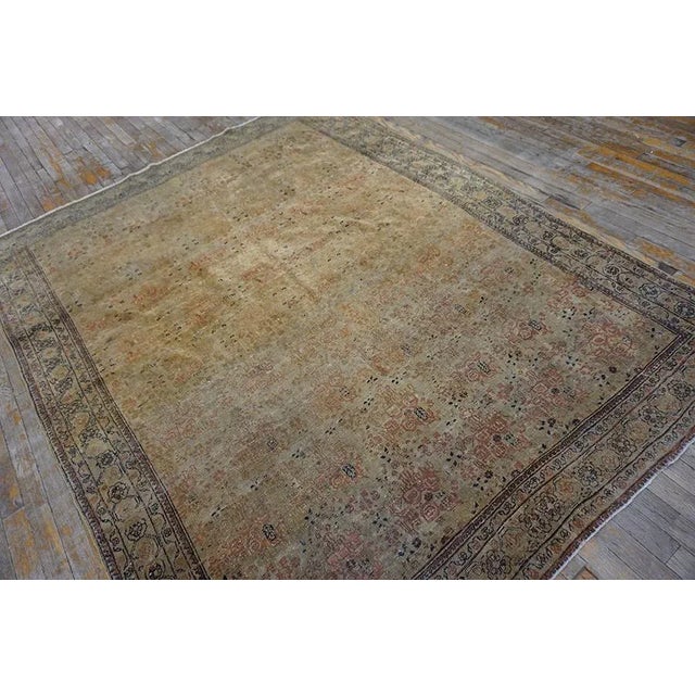 Delicate Ivory Background & Gray Color With Allover-Geometric Design Antique Persian Tabriz Rug For Sale - Image 12 of 12
