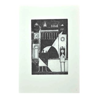 Franco Gentilini, The Village, Original Offset Print, 1970s For Sale