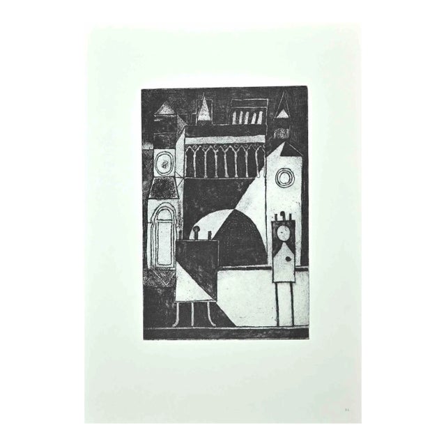 Franco Gentilini, The Village, Original Offset Print, 1970s For Sale