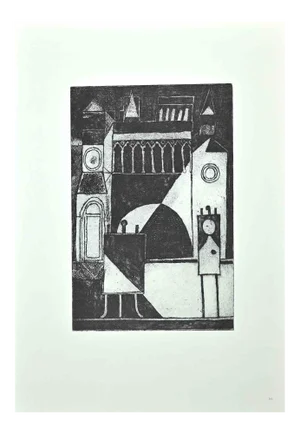 Franco Gentilini, The Village, Original Offset Print, 1970s