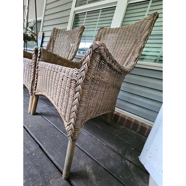 Early 20th Century Hand-Made Pair Untreated Natural Accent Chairs For Sale In Atlanta - Image 6 of 12