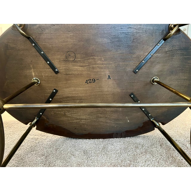 Brown 1960s Mid Century Modern Tea Table W/Wood Top & Brass Legs For Sale - Image 8 of 9