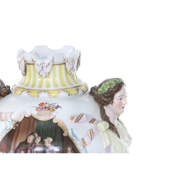 Dresden Porcelain 19th Century Dresden Porcelain Decorative Urn For Sale - Image 4 of 11