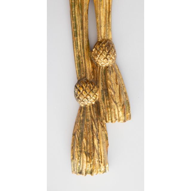 1950s Vintage Italian Florentine Giltwood & Tole Tassel Candle Sconce For Sale - Image 5 of 8