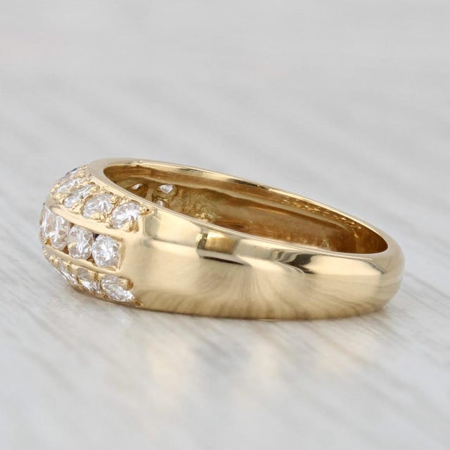0.98ctw Diamond Wedding Band 18k Yellow Gold Size 6 Anniversary Ring For Sale - Image 4 of 8