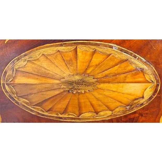 Wood Antique Oval Inlaid Pedestal Table For Sale - Image 7 of 7