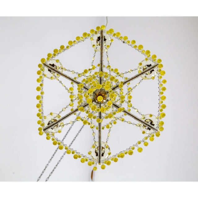 Metal 19th Century Pale Yellow Crystal Drops Birdcage Chandelier For Sale - Image 7 of 12
