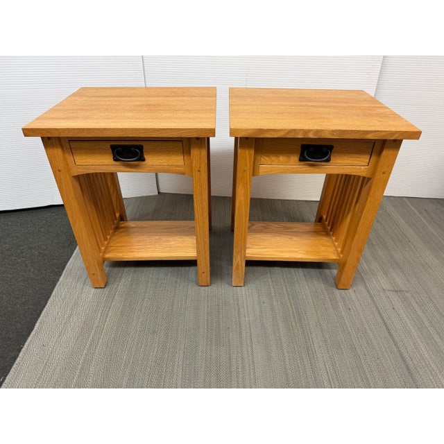 Michael's Furniture Company Mission Style Oak Nighstands, a Pair For Sale - Image 4 of 15